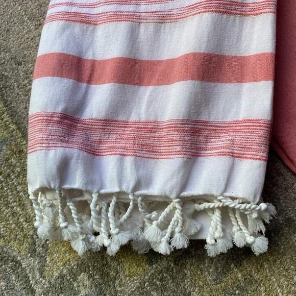 Better Homes And Gardens Coral and White Striped Fabric Shower Curtain - Picture 3 of 5